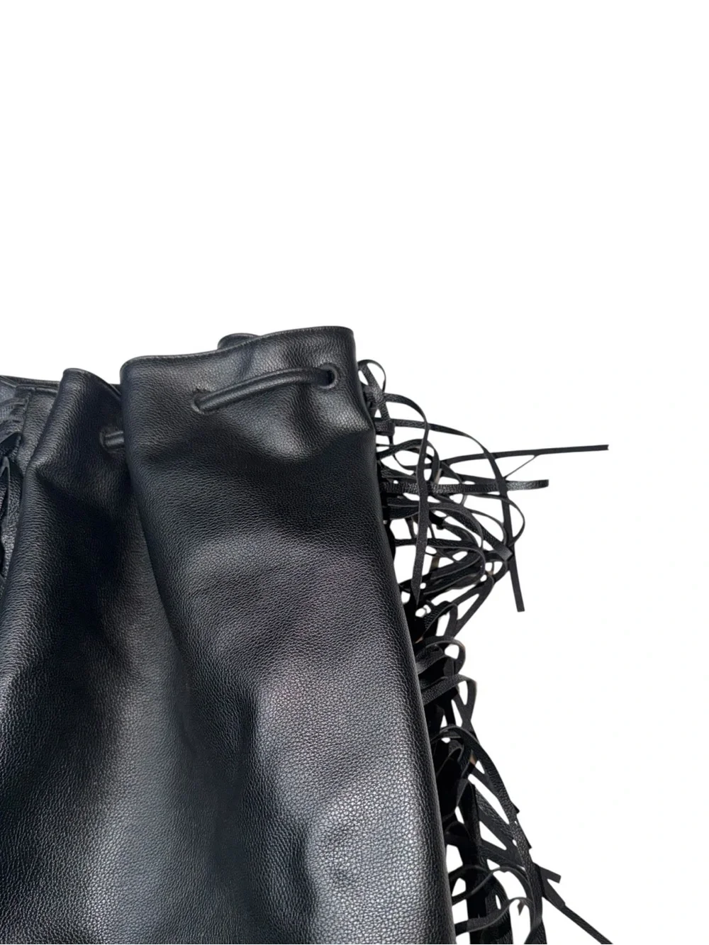 Victoria's Secret Black Fringe Drawstring Backpack